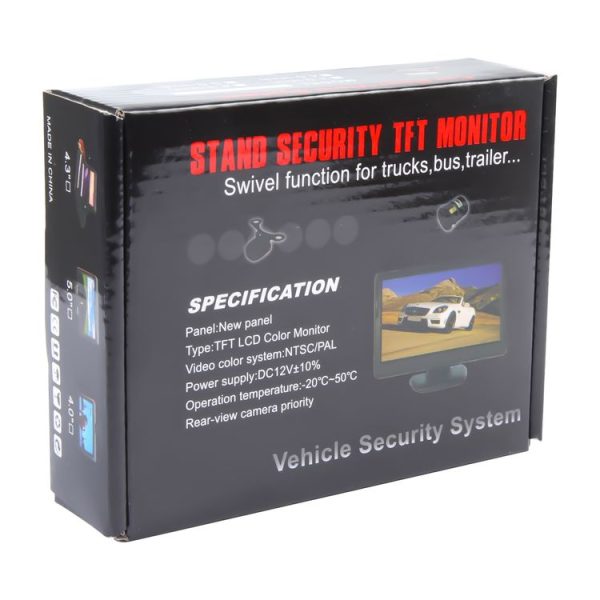 4.3 inch Car Color Monitor with Adjustable Angle Holder & Universal Sunshade, Dual Video Input - Image 4