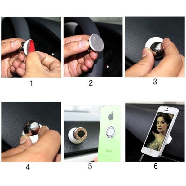 Magnet 360 Degree Rotating Mini Car Mount Metal Holder Kit, For iPhone, Galaxy, Huawei, Xiaomi, Lenovo, Sony, LG, HTC and Other Smartphones (Black) - Image 9