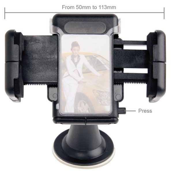 Universal 360 Degree Rotation Suction Cup Car Holder / Desktop Stand, For iPhone, Galaxy, Sony, Lenovo, HTC, Huawei, and other Smartphones of Width: 5.1cm- 10.5cm (Black) - Image 4