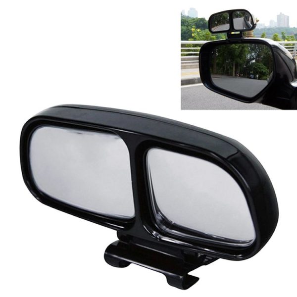 Left Side Rear View Blind Spot Mirror Universal adjustable Wide Angle Auxiliary Mirror (Black)