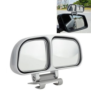 Right Side Rear View Blind Spot Mirror Universal adjustable Wide Angle Auxiliary Mirror (Silver)