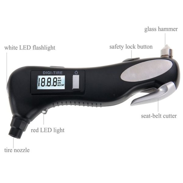LCD Display Screen Digital Tire Gauge with LED Flashlight, Pressure Range: 2-150PSI - Image 2