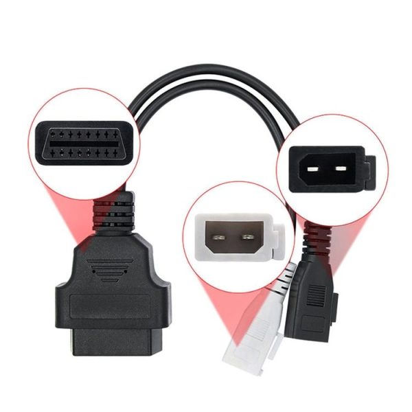 2 x 2 Pin to 16 Pin OBDII Diagnostic Cable for Audi - Image 2