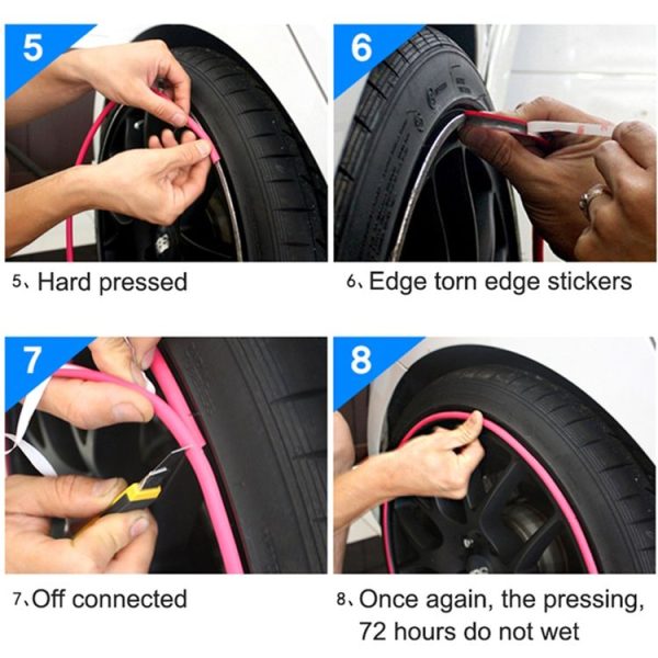 Universal Decorative Scratchproof Stickup 8M Flexible Car Wheel Hub TRIM Mouldings Decoration Strip (Red) - Image 7