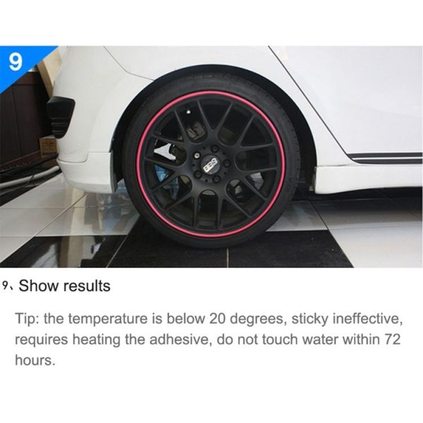 Universal Decorative Scratchproof Stickup 8M Flexible Car Wheel Hub TRIM Mouldings Decoration Strip (Red) - Image 8