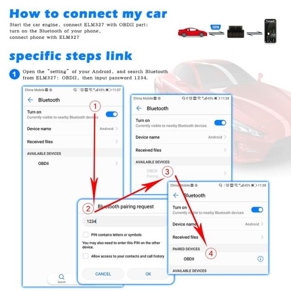 HH OBD ELM327 OBDII V1.5 Bluetooth Advanced Scan Tool Wireless Fuel Speed Diagnostic Tool - Image 7