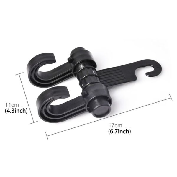 2pcs KANEED Car Vehicle Multi-functional Seat Headrest Bag Hanger Hook Holder Seat Headrest Hanger Hanging Holder Double Hooks (Black) - Image 6