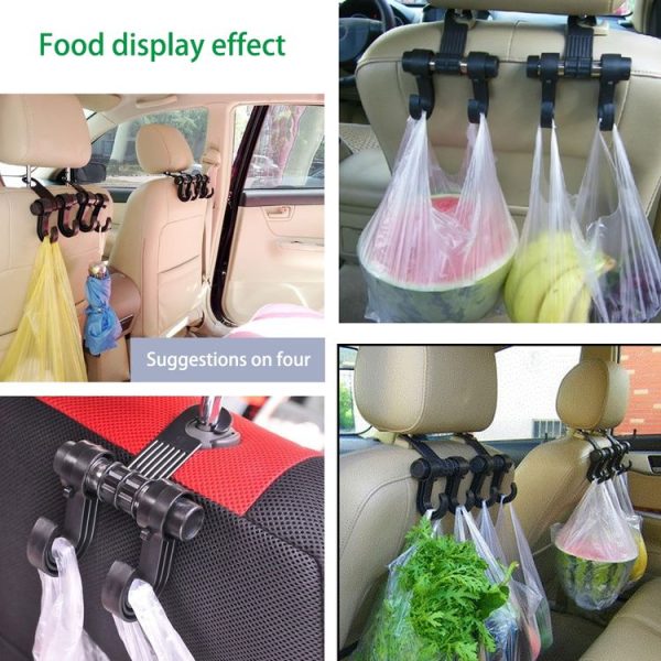 2pcs KANEED Car Vehicle Multi-functional Seat Headrest Bag Hanger Hook Holder Seat Headrest Hanger Hanging Holder Double Hooks (Black) - Image 8