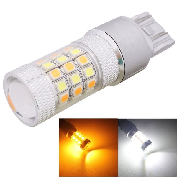 T20 / 7443 8W 420LM White + Yellow Light 42 LED 2835 SMD Car Brake Light Steering Light Bulb, DC 12V