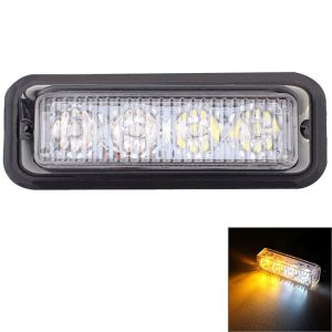 12W 720LM 6500K 577-597nm 4-LED White + Yellow Light Wired Car Flashing Warning Signal Lamp, DC12-24V, Wire Length: 95cm