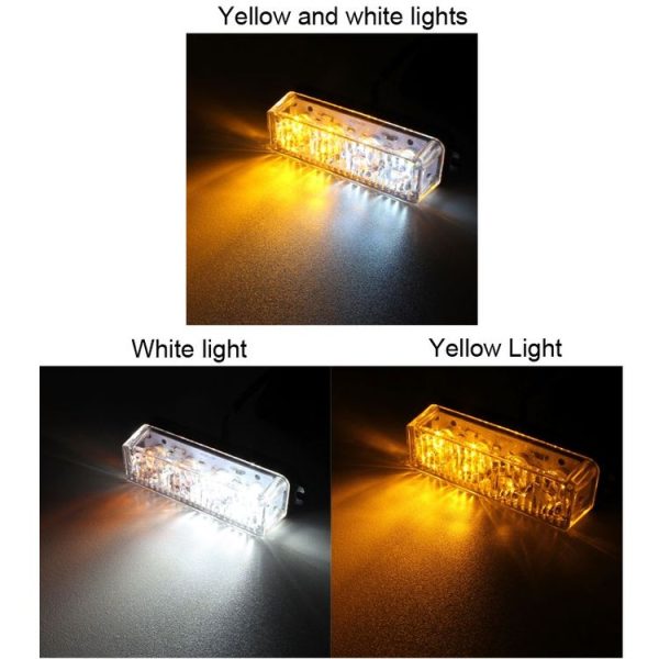 12W 720LM 6500K 577-597nm 4-LED White + Yellow Light Wired Car Flashing Warning Signal Lamp, DC12-24V, Wire Length: 95cm - Image 7