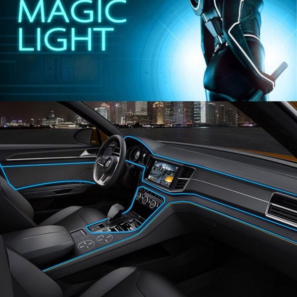 EL Cold Blue Light Waterproof Flat Flexible Car Strip Light with Driver for Car Decoration, Length: 5m (Blue) - Image 8