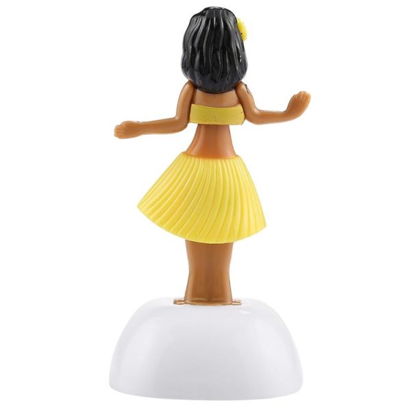 Solar Powered Bobble Head Dancing Toy Car Decoration Ornament Cute Hula Princess (Yellow) - Image 3