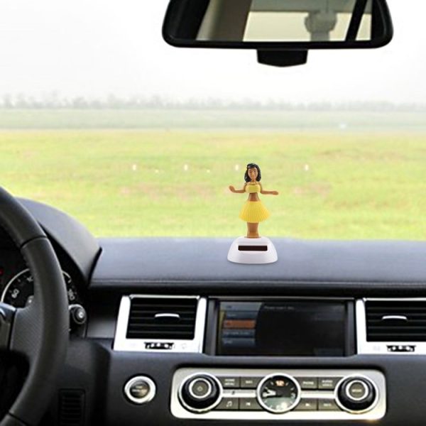 Solar Powered Bobble Head Dancing Toy Car Decoration Ornament Cute Hula Princess (Yellow) - Image 6