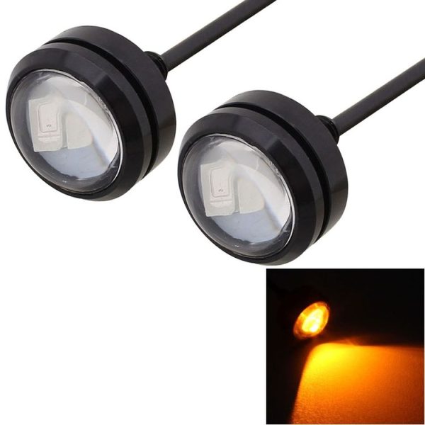 2 PCS 22.5mm 1.5W 150LM Yellow Light 3 LED SMD 5630 Spotlight Eagle Eye Light Daytime Running Light for Vehicles