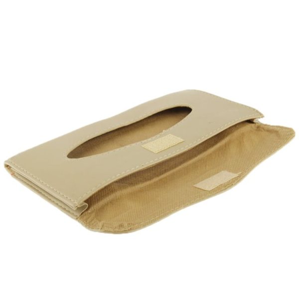 Elegant PU Leather Car Sun Visor Tissue Paper Holder Dispenser Box (Beige) - Image 4