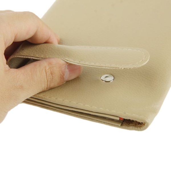 Elegant PU Leather Car Sun Visor Tissue Paper Holder Dispenser Box (Beige) - Image 5