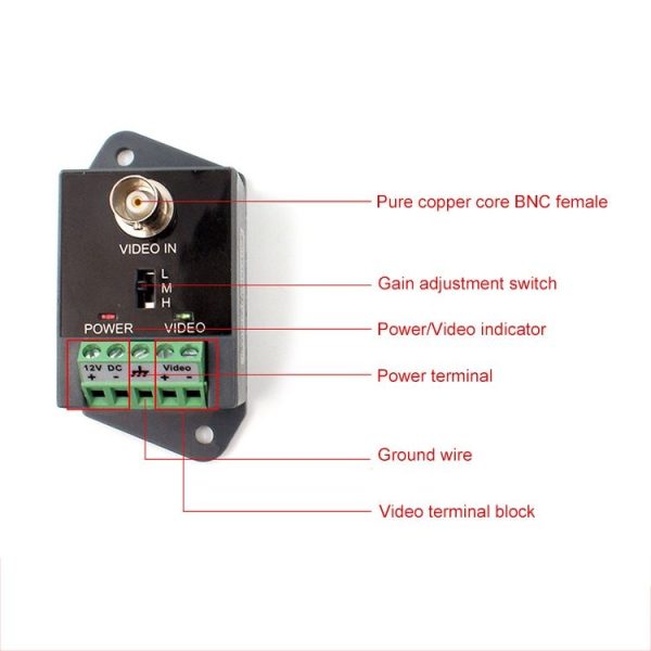 Active CCTV UTP Twisted Pair Video Balun Transmitter and Receiver - Image 4