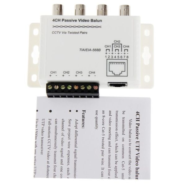 4 CH Passive UTP Video Balun / CCTV Via Twisted Pairs - Image 5