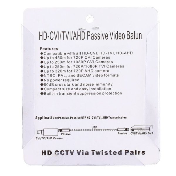 2 PCS 202E-HD CVI / TVI / AHD 1CH Passive Video Balun Coaxial Adapter - Image 5