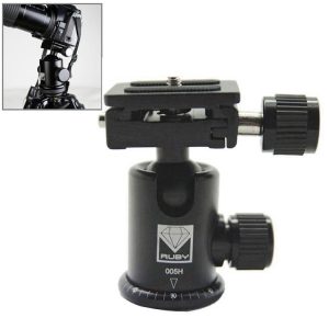 RUBY 005H Aluminium Magnesium Alloy Tripod Ball Head with Quick Release Plate Adapter (Black)