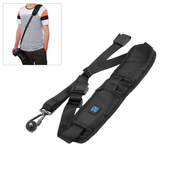 Quick Release Anti-Slip Soft Pad Nylon Single Shoulder Camera Strap with Metal Hook for SLR / DSLR Cameras (Black)