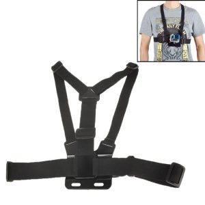Extreme Sport Front Chest Elastic Belt Shoulder Strap Mount Holder for GoPro, Insta360, DJI and Other Action Cameras (Black)