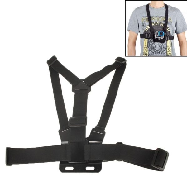 Extreme Sport Front Chest Elastic Belt Shoulder Strap Mount Holder for GoPro, Insta360, DJI and Other Action Cameras (Black) - Image 2