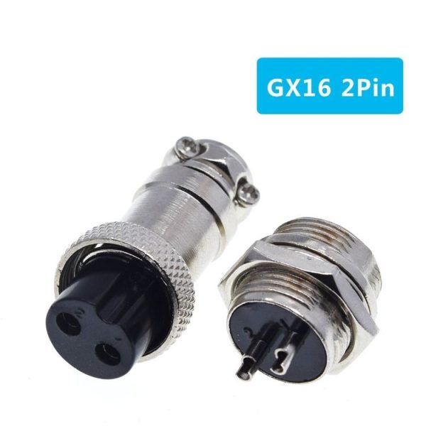 16mm 2-Pin GX16 Aviation Plug Socket Connector (5 Pcs in One Package, the Price is for 5 Pcs) (Silver) - Image 2