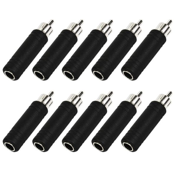 RCA Male to 6.3mm Female Adapters (10 Pcs in One Package, the Price is for 10 Pcs)