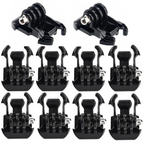 10 PCS ST-06 Basic Strap Mount Surface Buckle for GoPro, Insta360, DJI and Other Action Cameras (Black)
