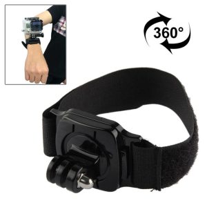 360 Degree Rotation Hand Camera Wrist Strap Mount for GoPro, Insta360, DJI and Other Action Cameras, Strap Length: 36cm (Black)