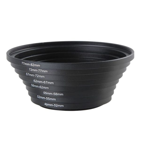 49mm-82mm Lens Stepping Ring, Include 8 Lens Stepping Rings (49mm-52mm, 52mm-55mm, 55mm-58mm, 58mm-62mm, 62mm-67mm, 67mm-72mm, 72mm-77mm, 77mm-82mm)