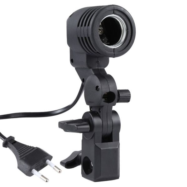 E27 AC Socket Studio Light Mount Stand Umbrella Holder (Black)