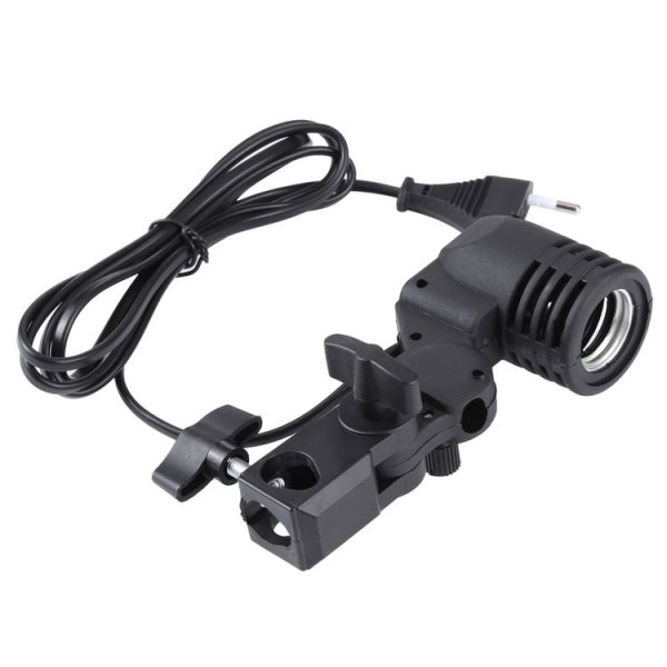 E27 AC Socket Studio Light Mount Stand Umbrella Holder (Black) - Image 5