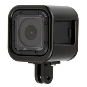 Housing Shell CNC Aluminum Alloy Protective Cage with Insurance Back Cover for GoPro HERO5 Session / HERO4 Session / HERO Session (Black)