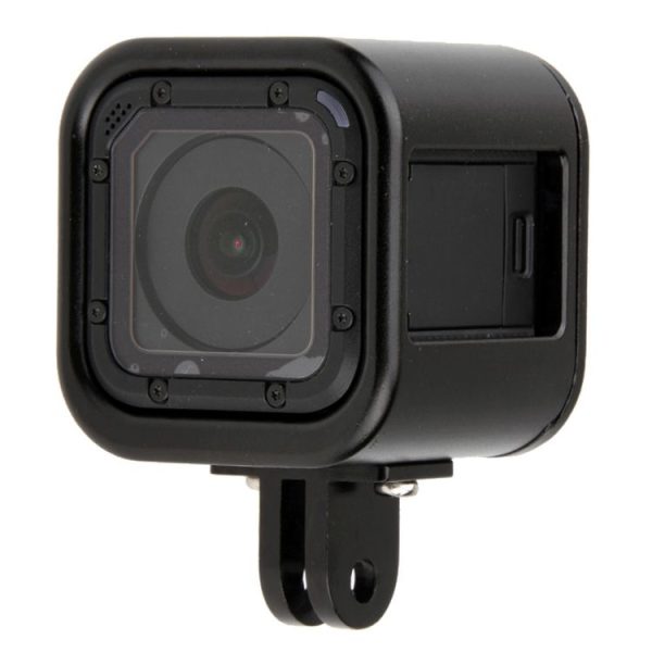 Housing Shell CNC Aluminum Alloy Protective Cage with Insurance Back Cover for GoPro HERO5 Session / HERO4 Session / HERO Session (Black) - Image 2