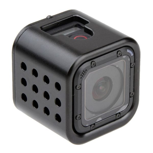 Housing Shell CNC Aluminum Alloy Protective Cage with Insurance Back Cover for GoPro HERO5 Session / HERO4 Session / HERO Session (Black) - Image 3