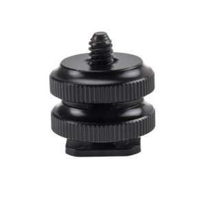 Reinforced Hot Shoe Aluminum Alloy 1 / 4 inch Screw Adapter with Double Nut for DSLR Cameras, GoPro HERO9 Black / HERO8 Black / 7 / 6 / 5 / 5 Session / 4 / 3+ / 3 / 2 / 1