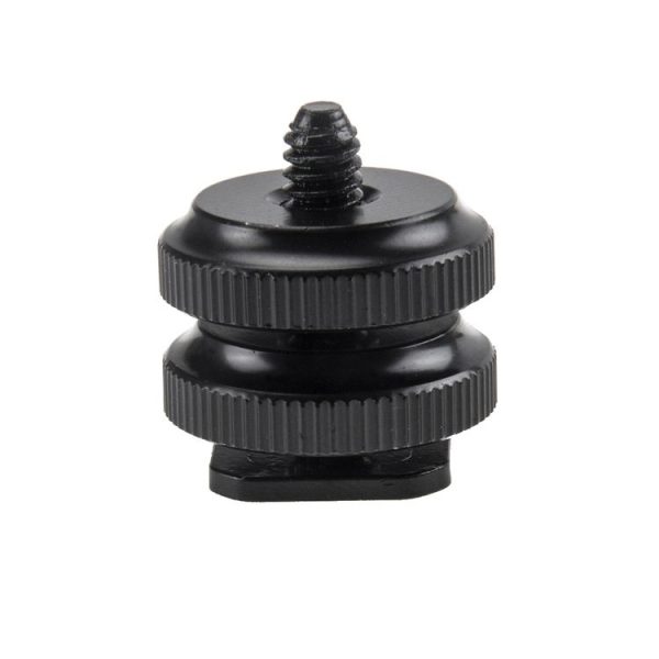 Reinforced Hot Shoe Aluminum Alloy 1 / 4 inch Screw Adapter with Double Nut for DSLR Cameras, GoPro HERO9 Black / HERO8 Black / 7 / 6 / 5 / 5 Session / 4 / 3+ / 3 / 2 / 1 - Image 2