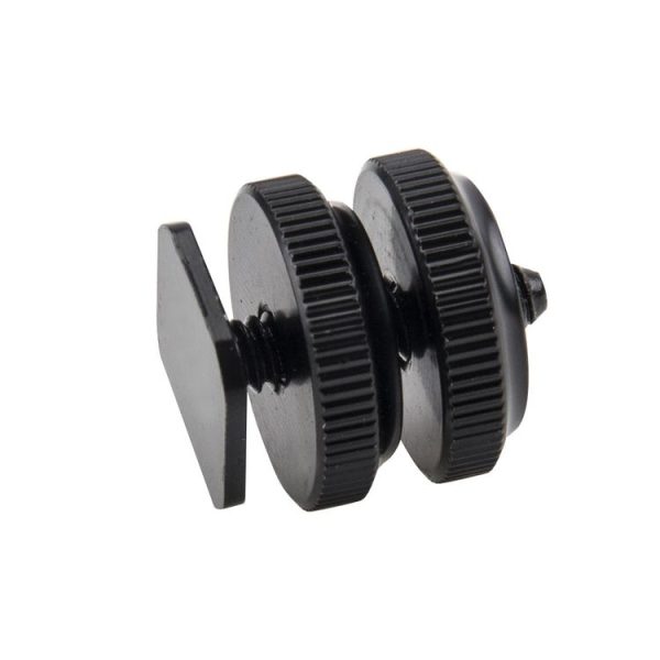 Reinforced Hot Shoe Aluminum Alloy 1 / 4 inch Screw Adapter with Double Nut for DSLR Cameras, GoPro HERO9 Black / HERO8 Black / 7 / 6 / 5 / 5 Session / 4 / 3+ / 3 / 2 / 1 - Image 3