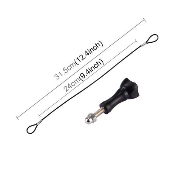 Stainless Steel Lanyard / Tether with Screw for GoPro HERO11 Black / HERO10 Black / HERO9 Black / HERO8 Black / 7 / 6 / 5 / 5 Session / 4 / 3+ / 3 / 2 / 1 (Black) - Image 3