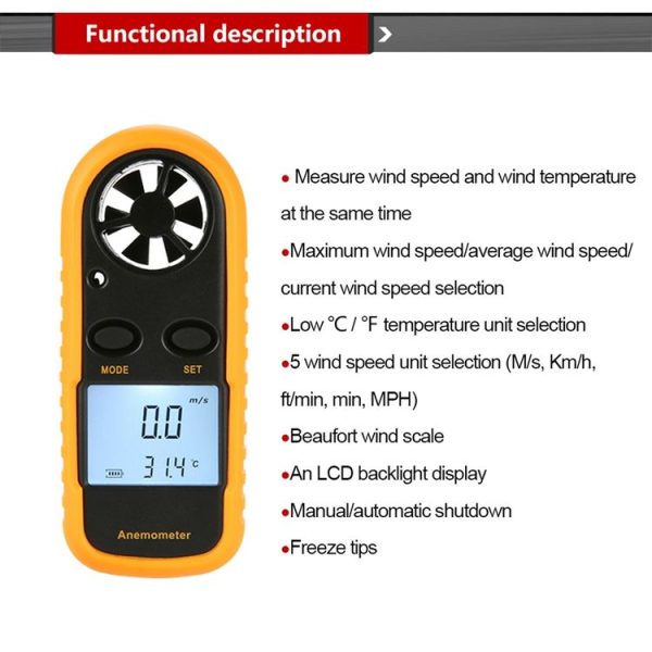 AR-816 Digital Electronic Thermometer Anemometer - Image 5