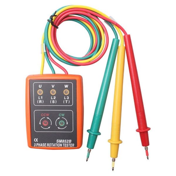 SM852B 3 Phase Rotation Tester Indicator Detector Meter (Orange) - Image 2