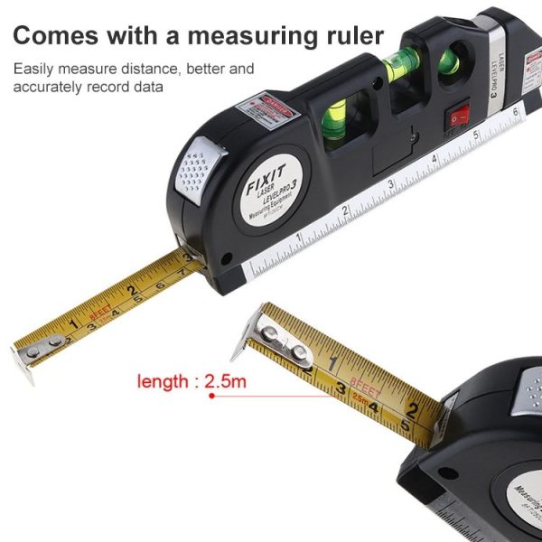 Laser Level with Tape Measure Pro 3 (250cm), LV-03 (Black) - Image 5