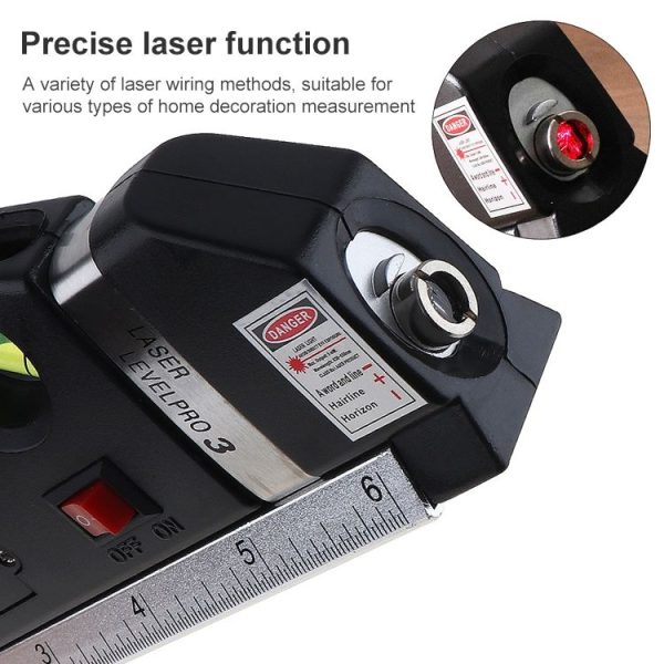 Laser Level with Tape Measure Pro 3 (250cm), LV-03 (Black) - Image 6
