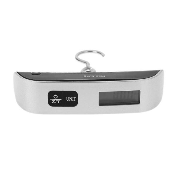 50kg x 50g Portable LCD Digital Hanging Travel Luggage Scale with Indoor Thermometer (Silver) - Image 2