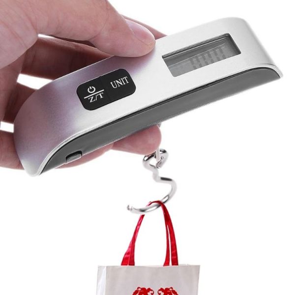 50kg x 50g Portable LCD Digital Hanging Travel Luggage Scale with Indoor Thermometer (Silver) - Image 4