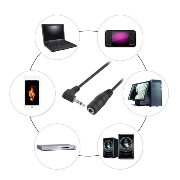 2.5mm Male Elbow to 3.5mm Female Audio Stereo Converter Adapter Cable - Image 4