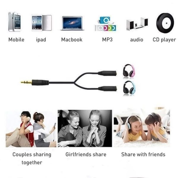 3.5mm Male to Dual 3.5mm Female Earphone Splitter adapter, Length: Approx 25cm - Image 4